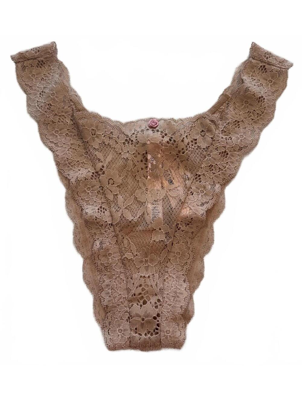 Victoria's Secret Dream Angels Praline Lace Brazilian Panty M NWT